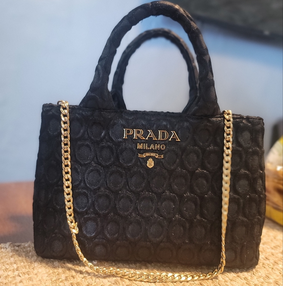 Prada Black Mini Tote With Gold Chain - Picture 13 of 14